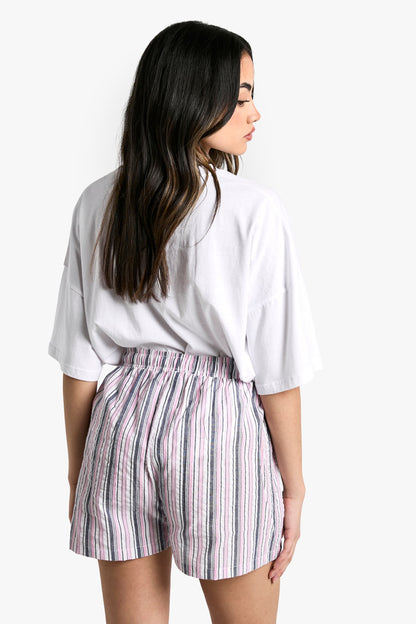 Mixed Stripe Drawstring Waist Shorts