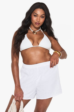 Plus Cheesecloth Elasticated Waist Shorts