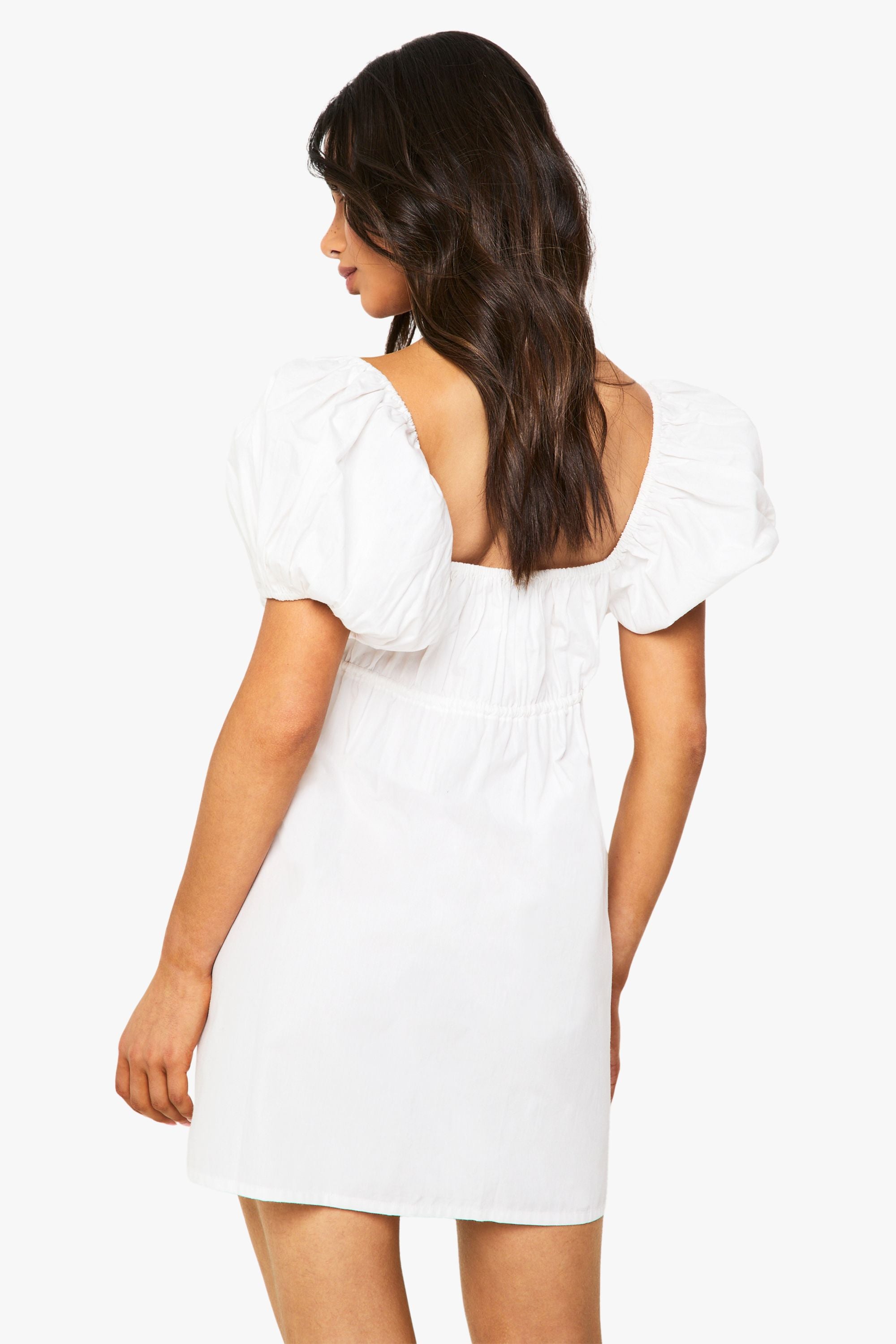 Petite Poplin Puff Sleeve Mini Dress