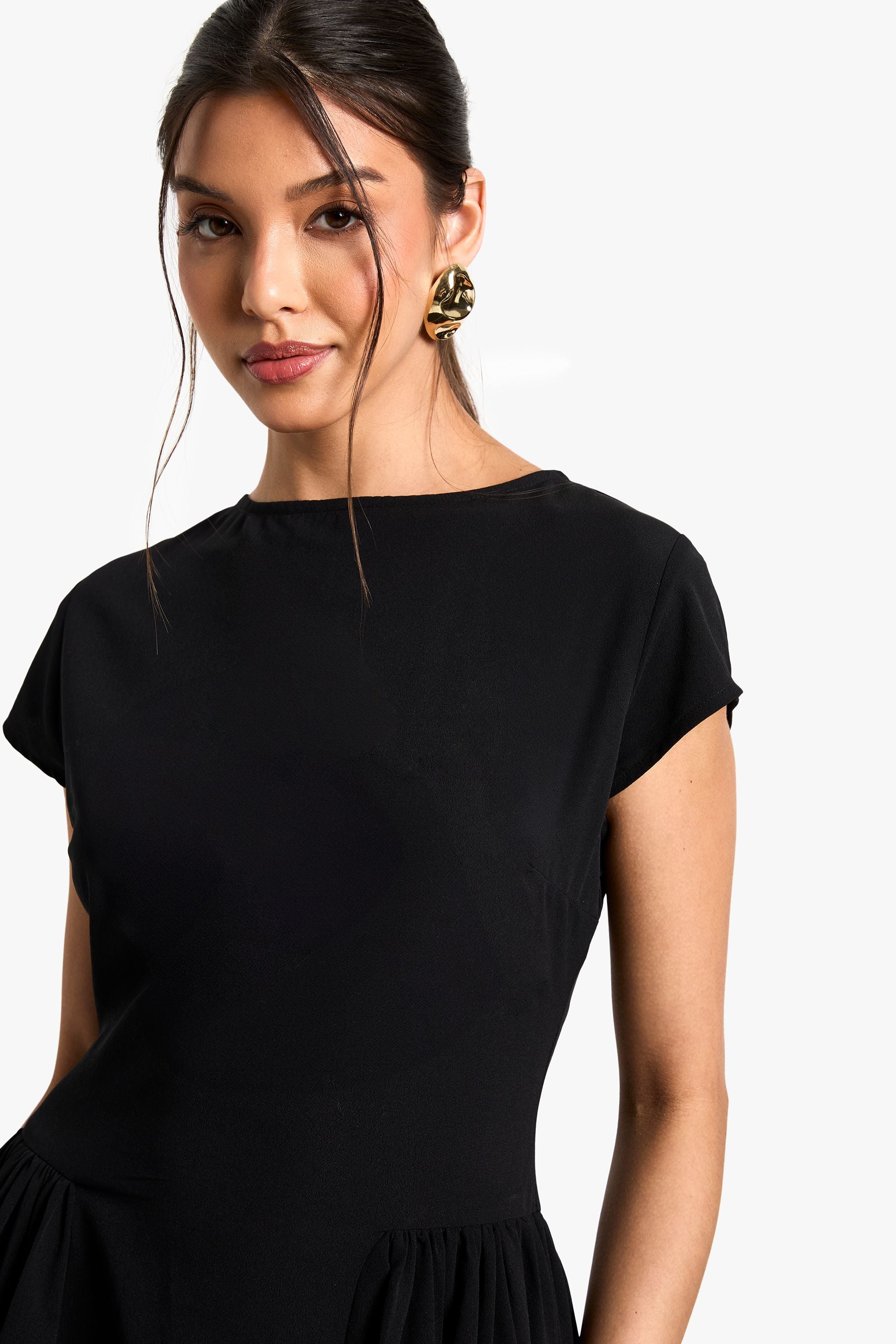 Textured Volume Skirt Midaxi Dress