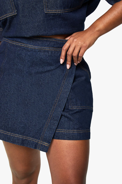 Plus Denim Wrap Skort