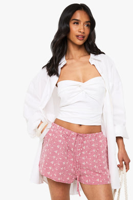 Petite Embroidered Gingham Shorts