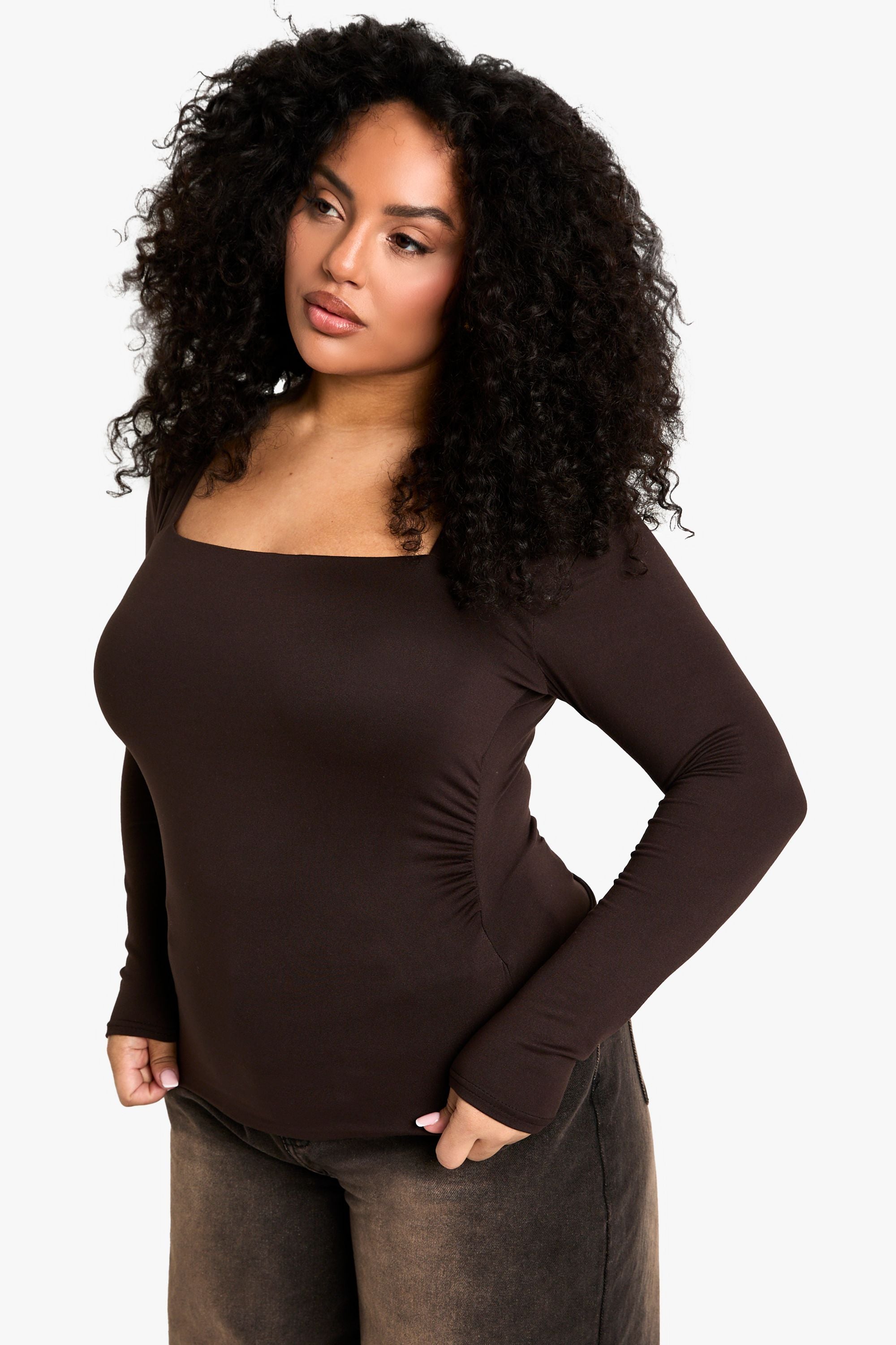 Plus Ruched Shoulder Top
