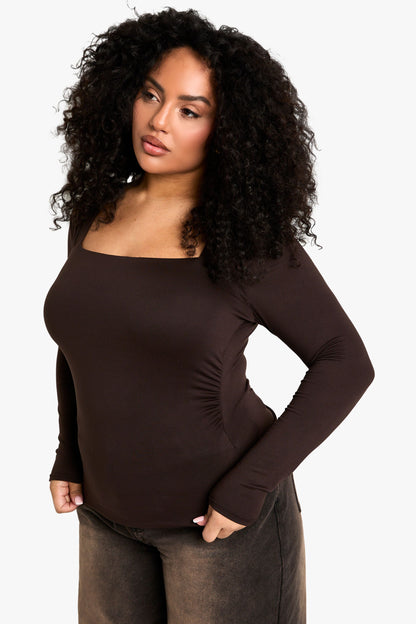 Plus Ruched Shoulder Top