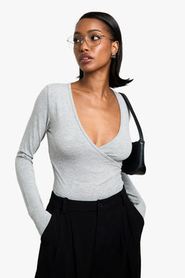 Wrap Front Long Sleeve Top