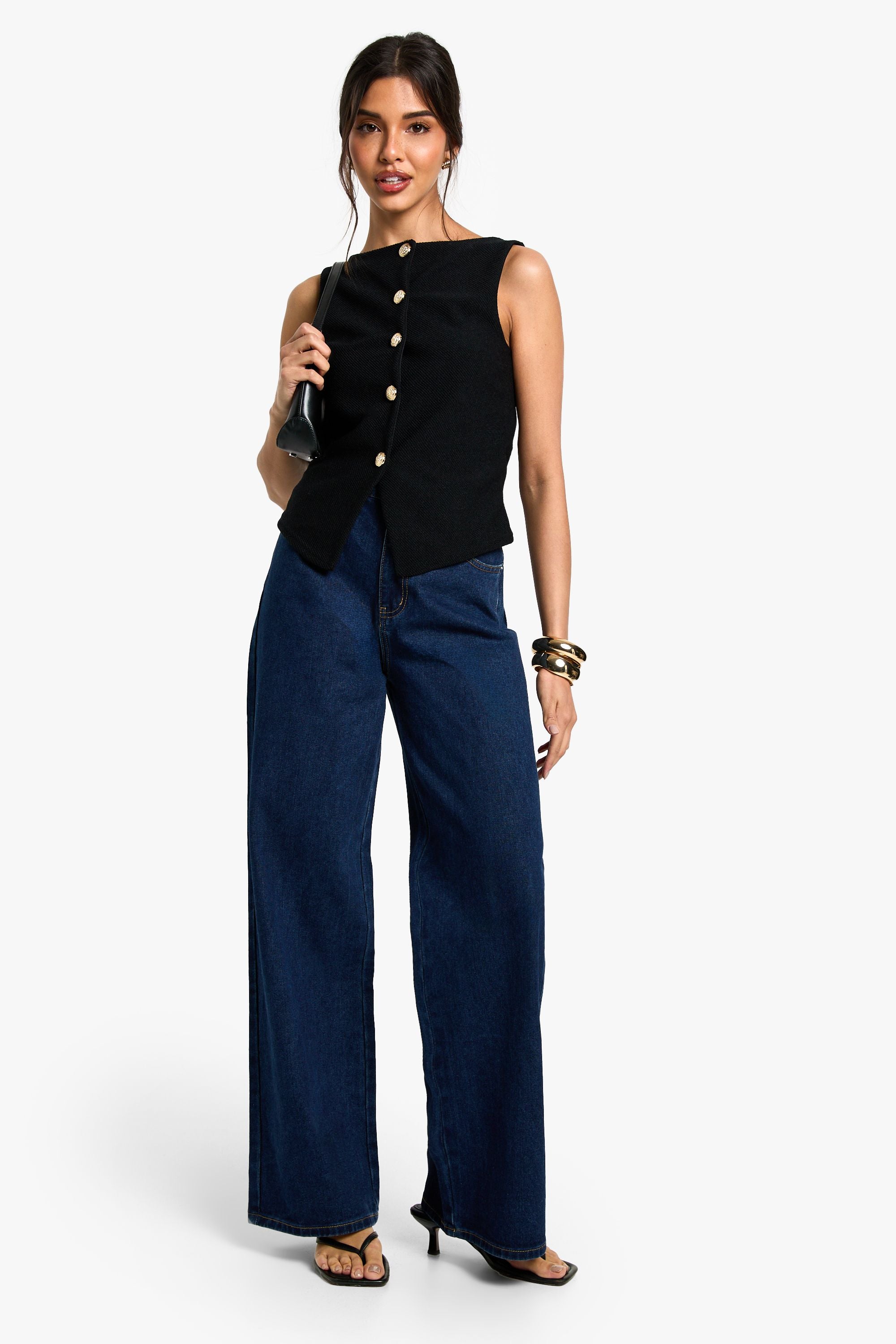 Textured Button Through Waistcoat