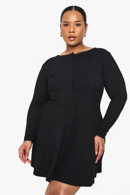 Plus Rib Button Down Mini Skater Dress