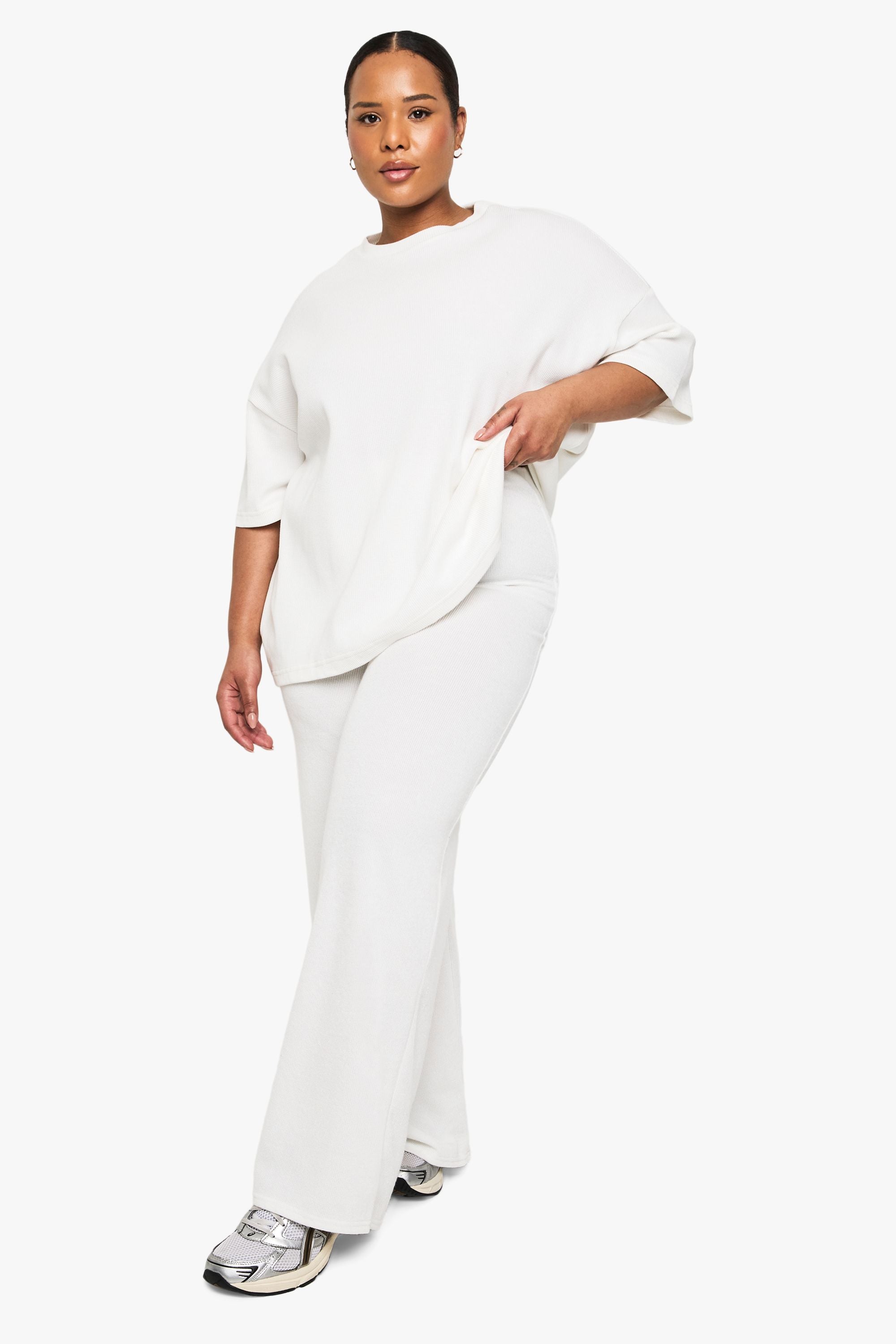 Plus Knitted Wide Leg Trousers