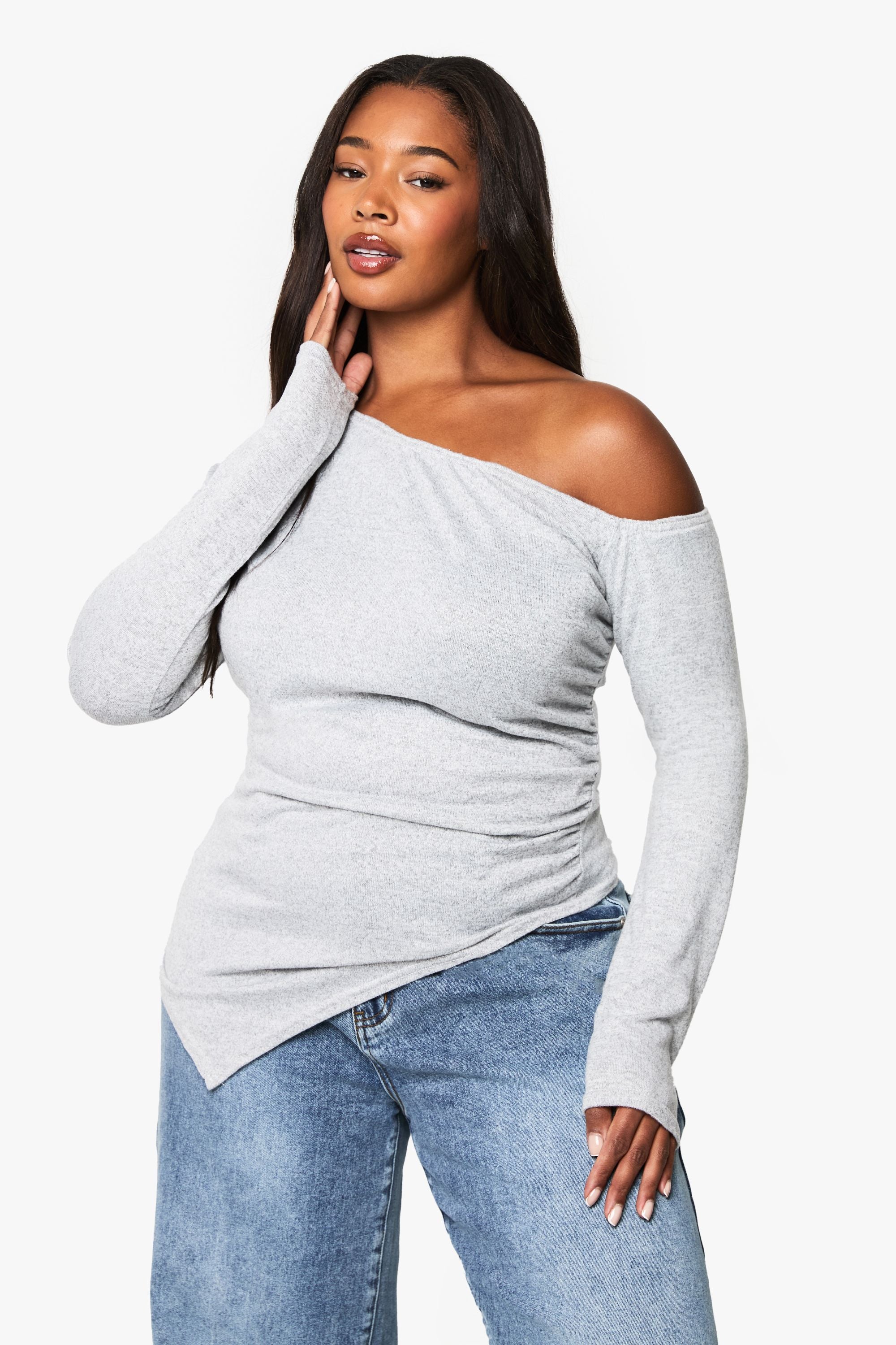 Plus Soft Rib Ruched Top
