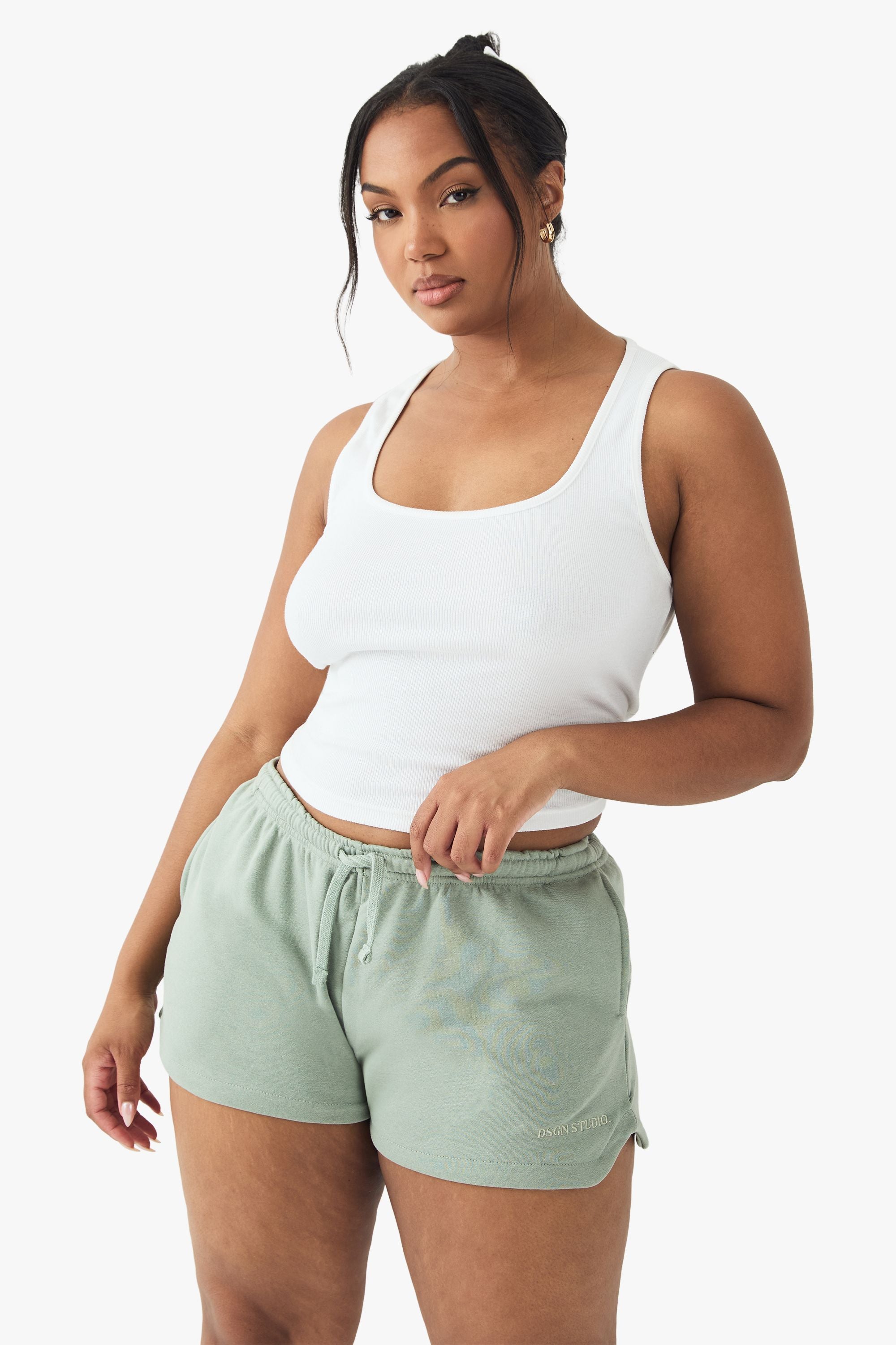 Plus DSGN Studio Embroidered Sweat Shorts