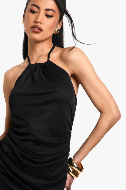 Halterneck Mesh Mini Dress