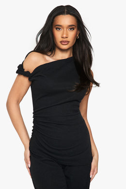 Textured Off Shoulder Ruched Top