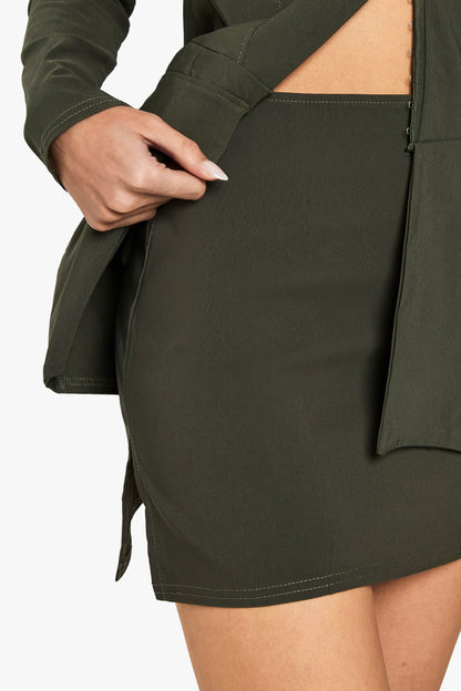 Bengaline Split  Hem Mini Skirt