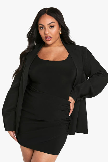 Plus Bengaline Ruched Wrap Skirt