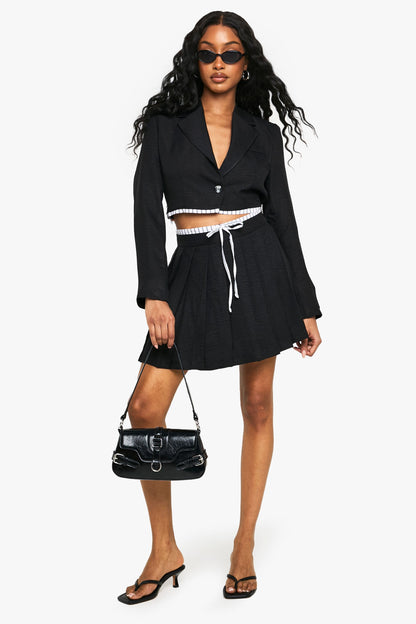 Tailored Woven Pleated Mini Skirt