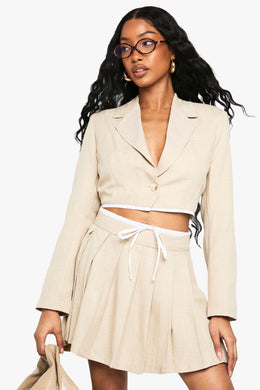 Tailored Woven Pleated Mini Skirt