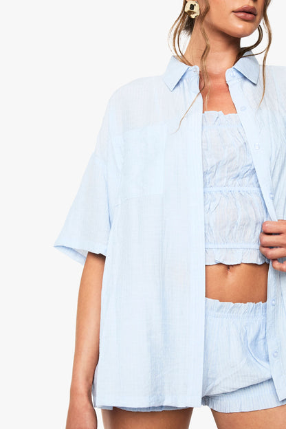 Textured Stripe Short Sleeve Shirt