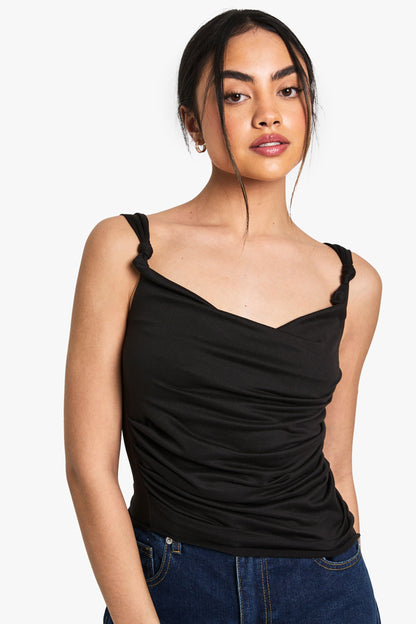 Super Soft Knot Detail Ruched Top