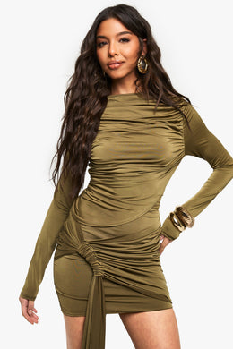 Slinky Ruched Front Long Sleeve Top