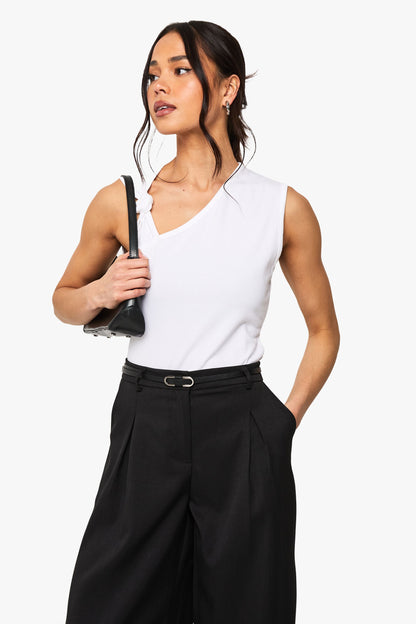 Knot Detail Asymetric Neckline Top