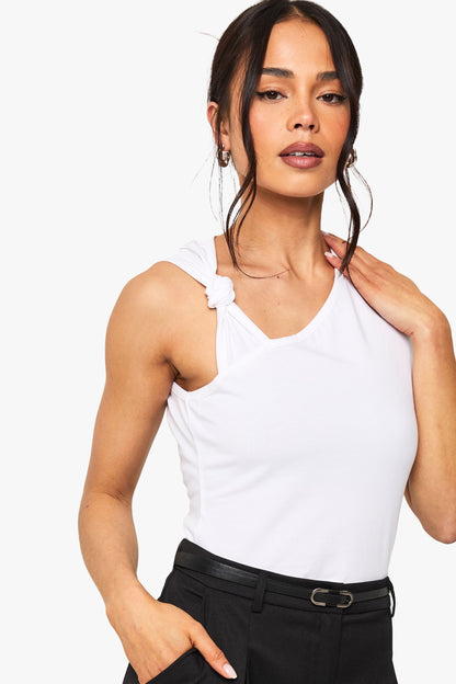 Knot Detail Asymetric Neckline Top