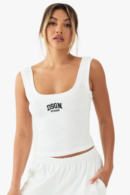 DSGN Studio Collegiate Embroidered Rib Tank Vest Top