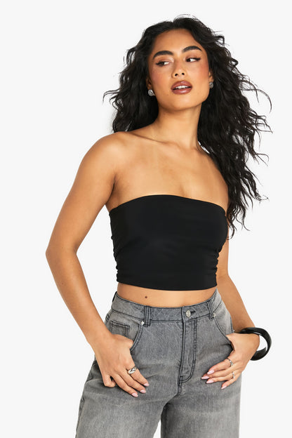Double Layer Slinky Double Layer Bandeau Top