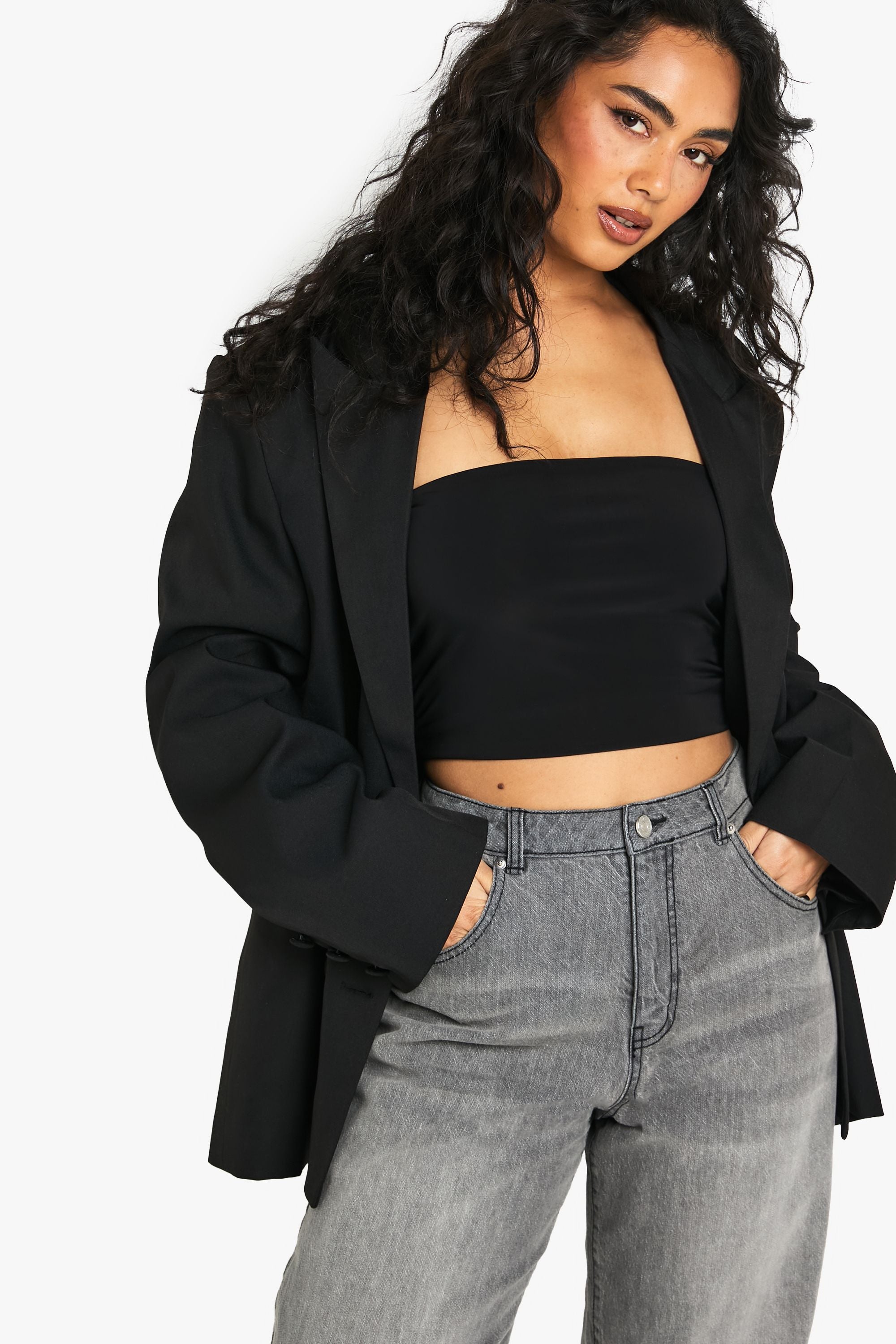 Double Layer Slinky Double Layer Bandeau Top