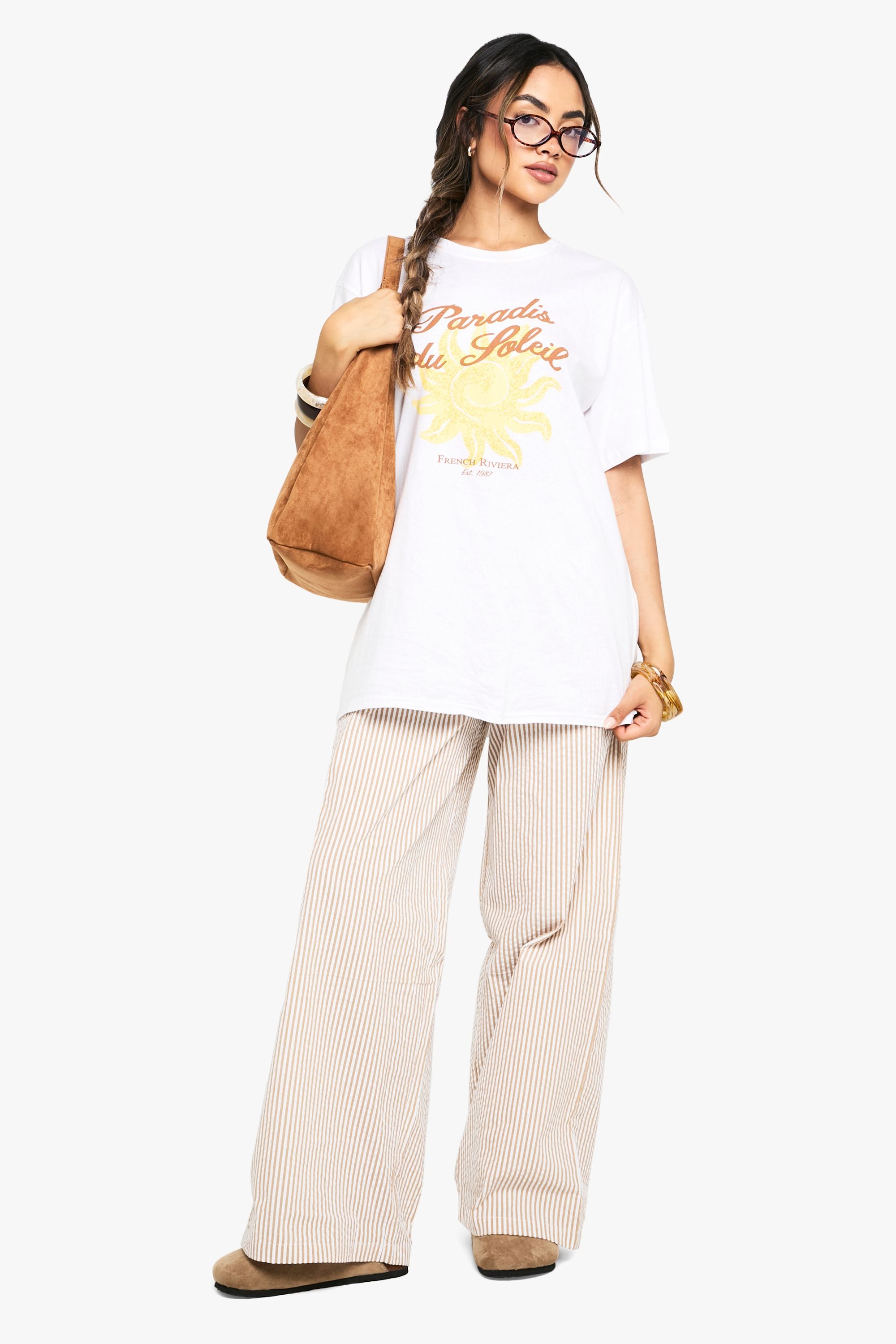 Pinstripe Wide Leg Trousers