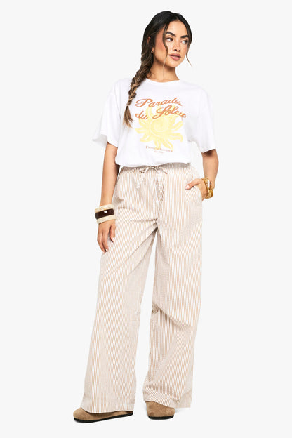 Pinstripe Wide Leg Trousers