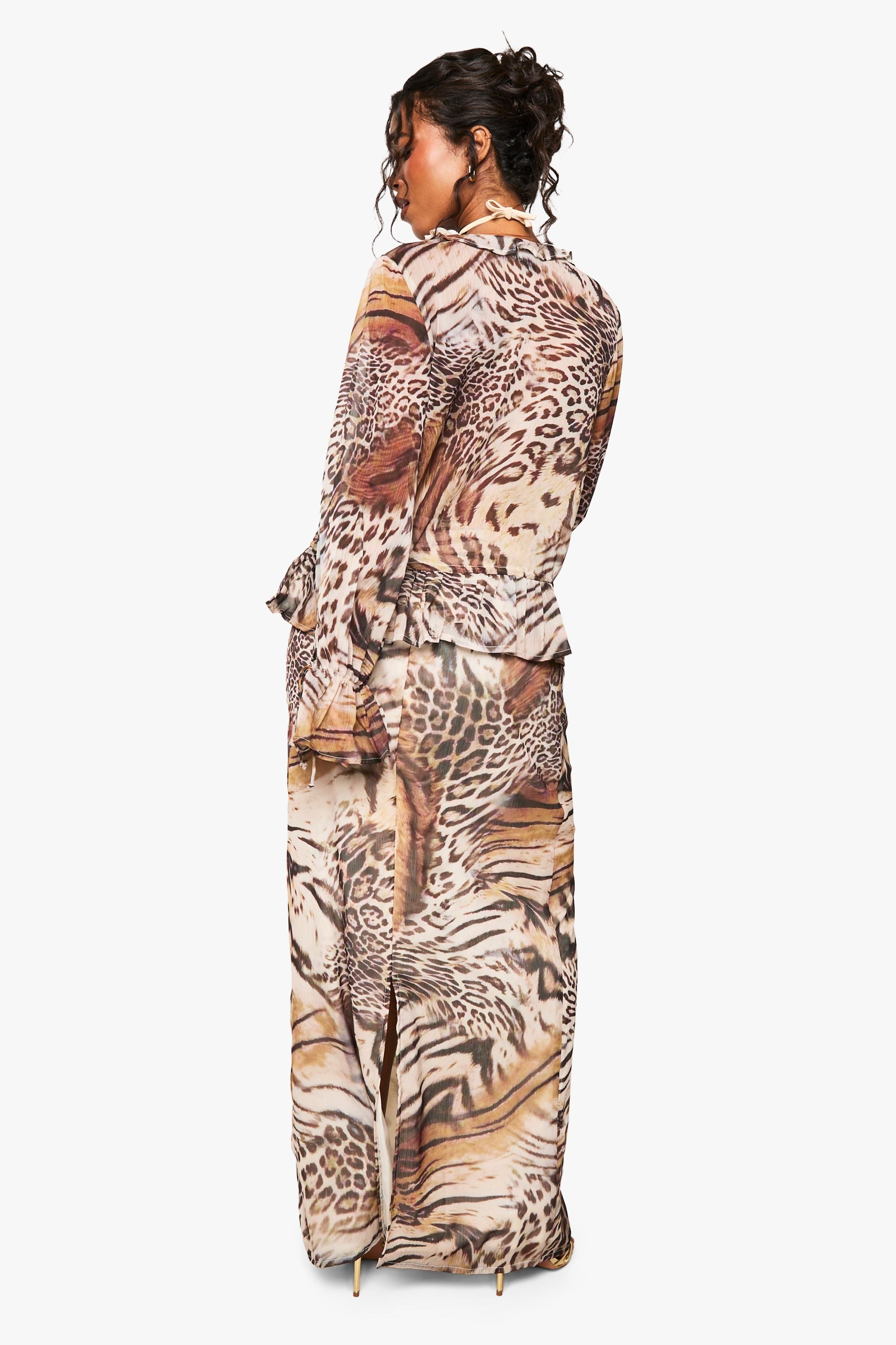 Animal Chiffon Maxi Skirt