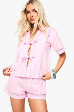 Embroidered Poplin Shorts