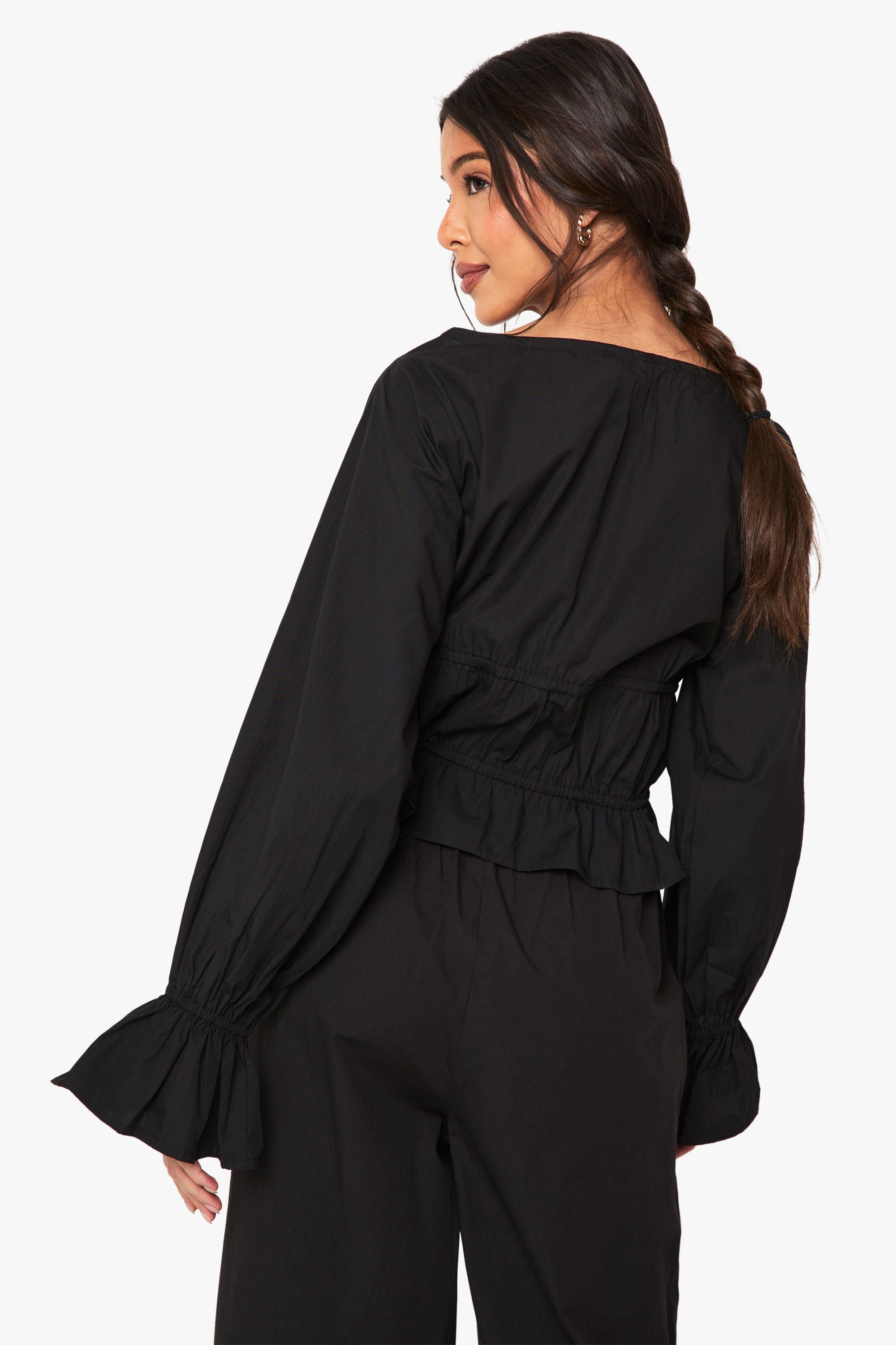 Cotton Poplin Tie Detail Top