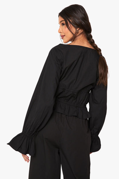 Cotton Poplin Tie Detail Top