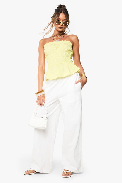 Cotton Poplin Shirred Bandeau