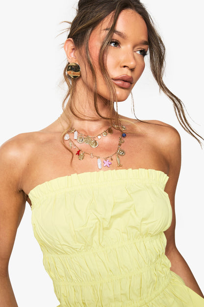 Cotton Poplin Shirred Bandeau
