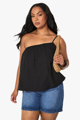 Plus Cotton Poplin One Shoulder Cami