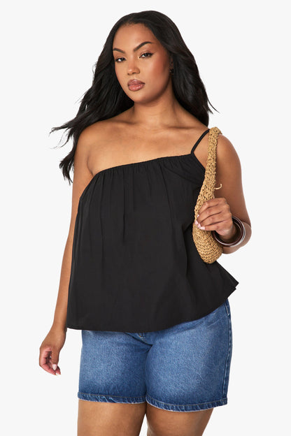 Plus Cotton Poplin One Shoulder Cami