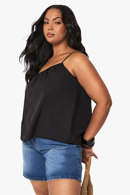 Plus Cotton Poplin One Shoulder Cami