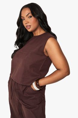 Plus Linen Boxy Crop