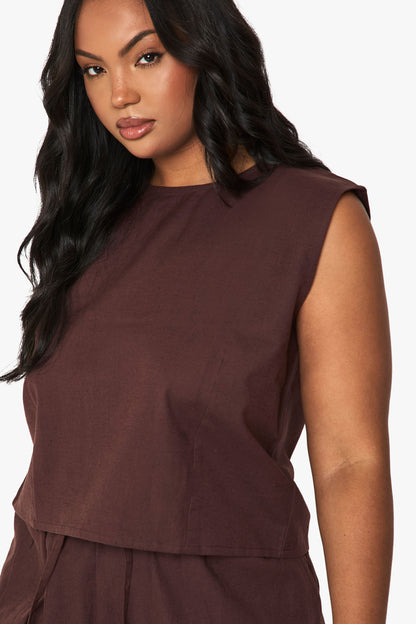 Plus Linen Boxy Crop
