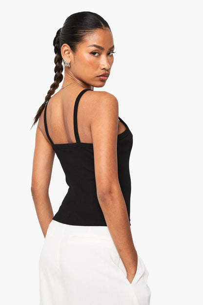 Rib V Neck Tank Top