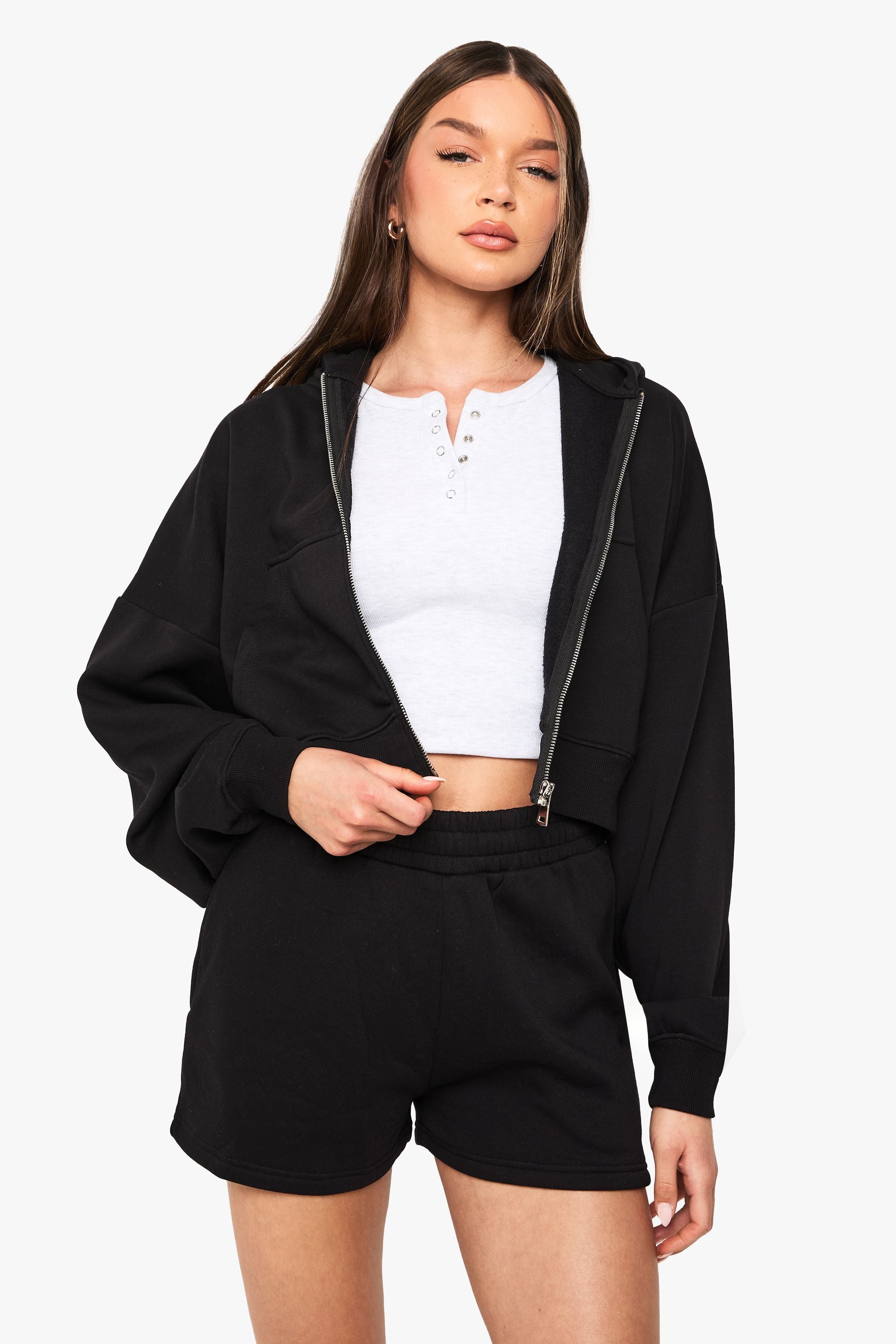 High Waist Sweatshort With Internal Drawcord