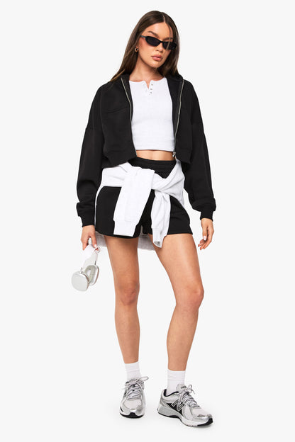 High Waist Sweatshort With Internal Drawcord