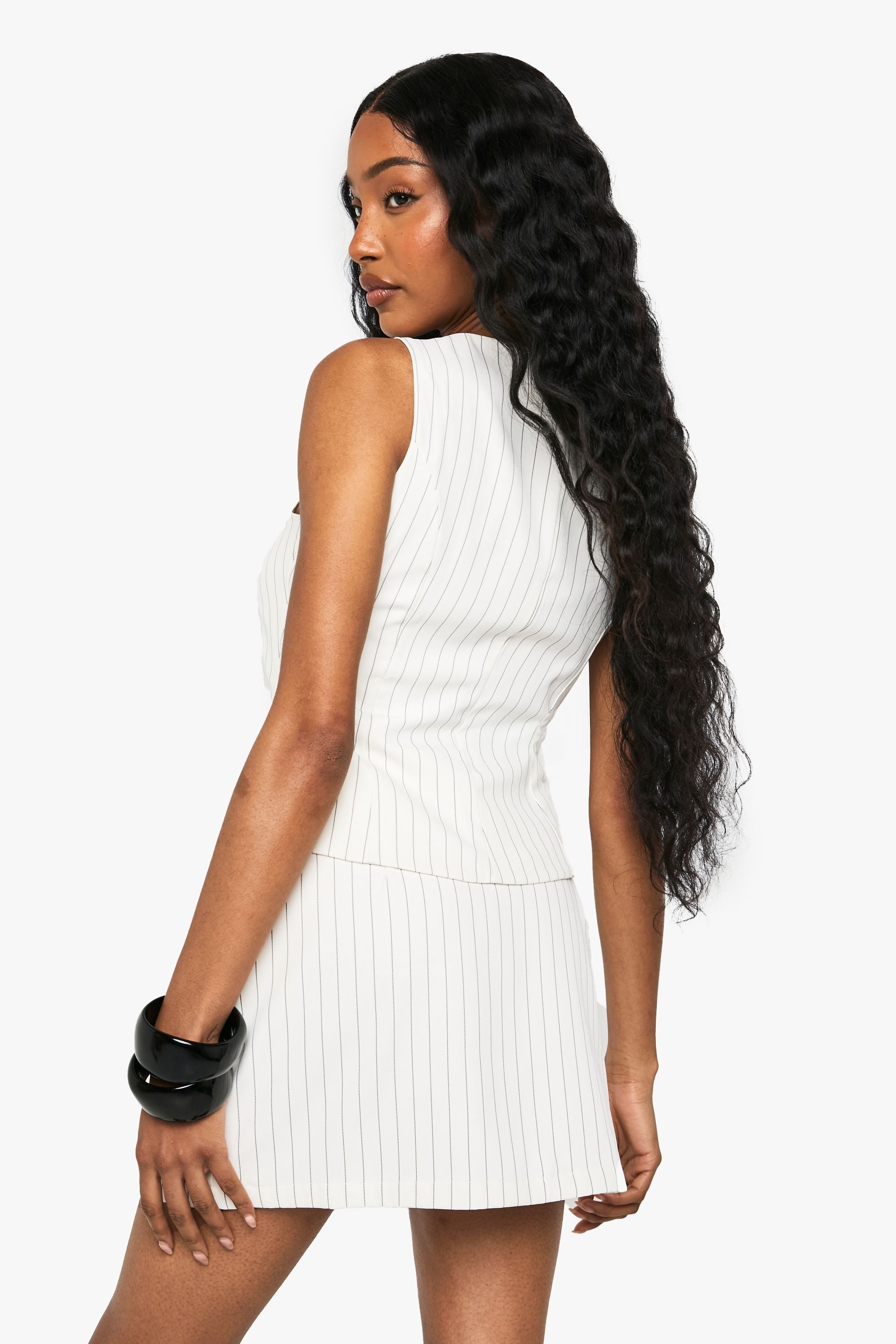 Pinstripe Tailored Mini Skirt