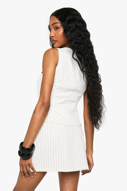 Pinstripe Tailored Mini Skirt