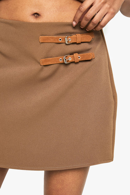 Buckle Detail Tailored Mini Skirt