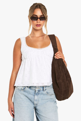 Broderie Frill Strap Milkmaid Top