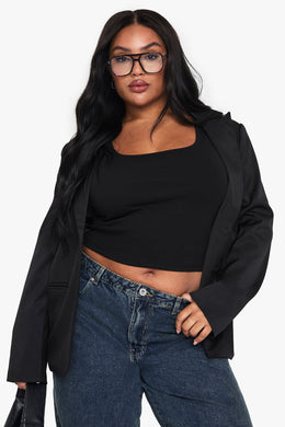 Plus Rib Scoop Neck Racer Back Vest Top