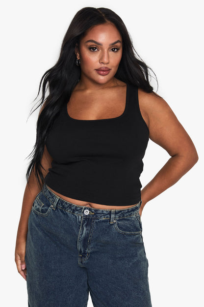 Plus Rib Scoop Neck Racer Back Vest Top